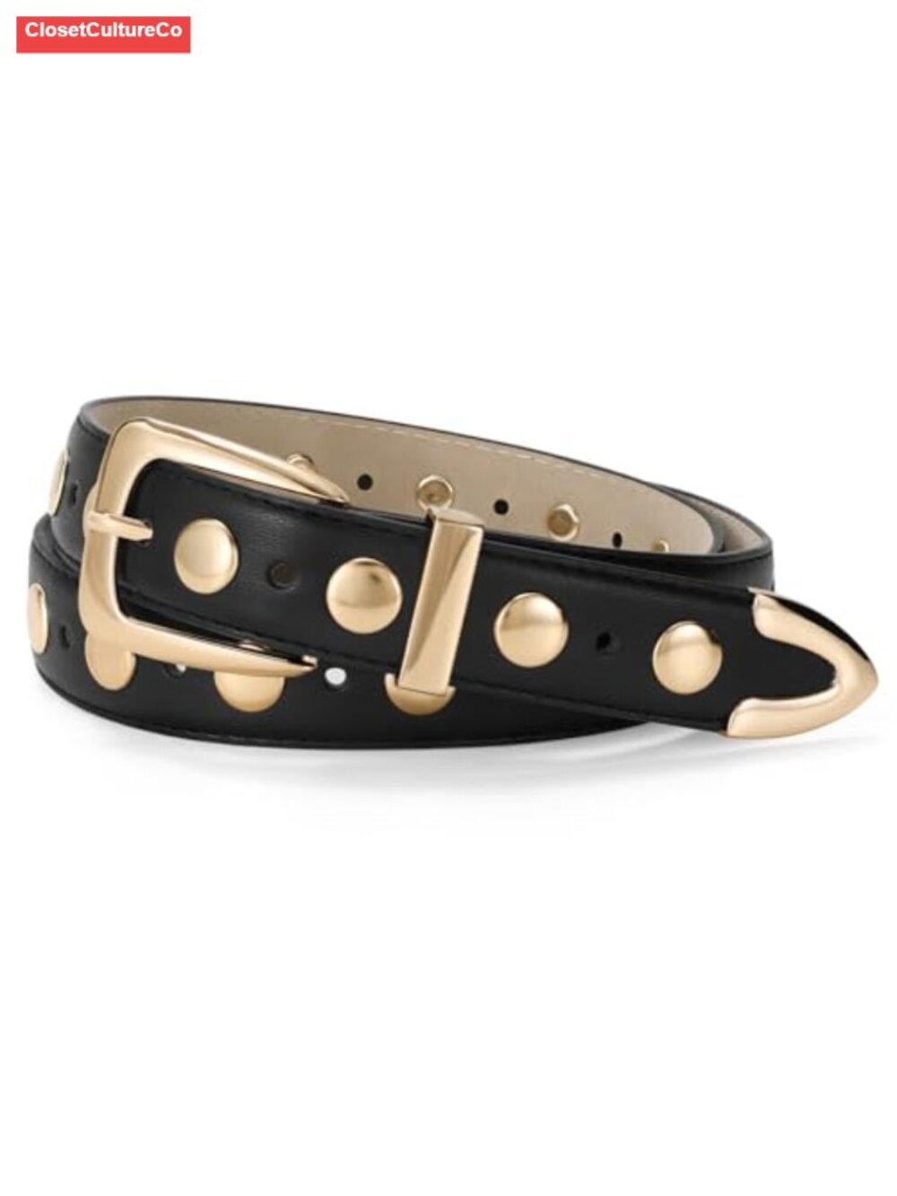 Women's PU Leather Studded Belt Fashion Punk Vintage Style for Jeans Dress